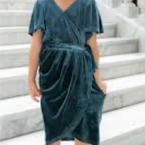 Ivy City Teal Velvet Dress